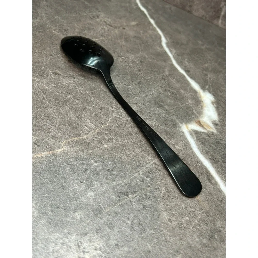 Mercer Culinary M35161 Perforated Plating Spoon Black Satin Stainless Steel 8 in